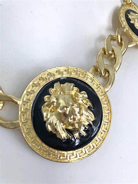 black gold versace necklace lion|versace icon medusa necklace.